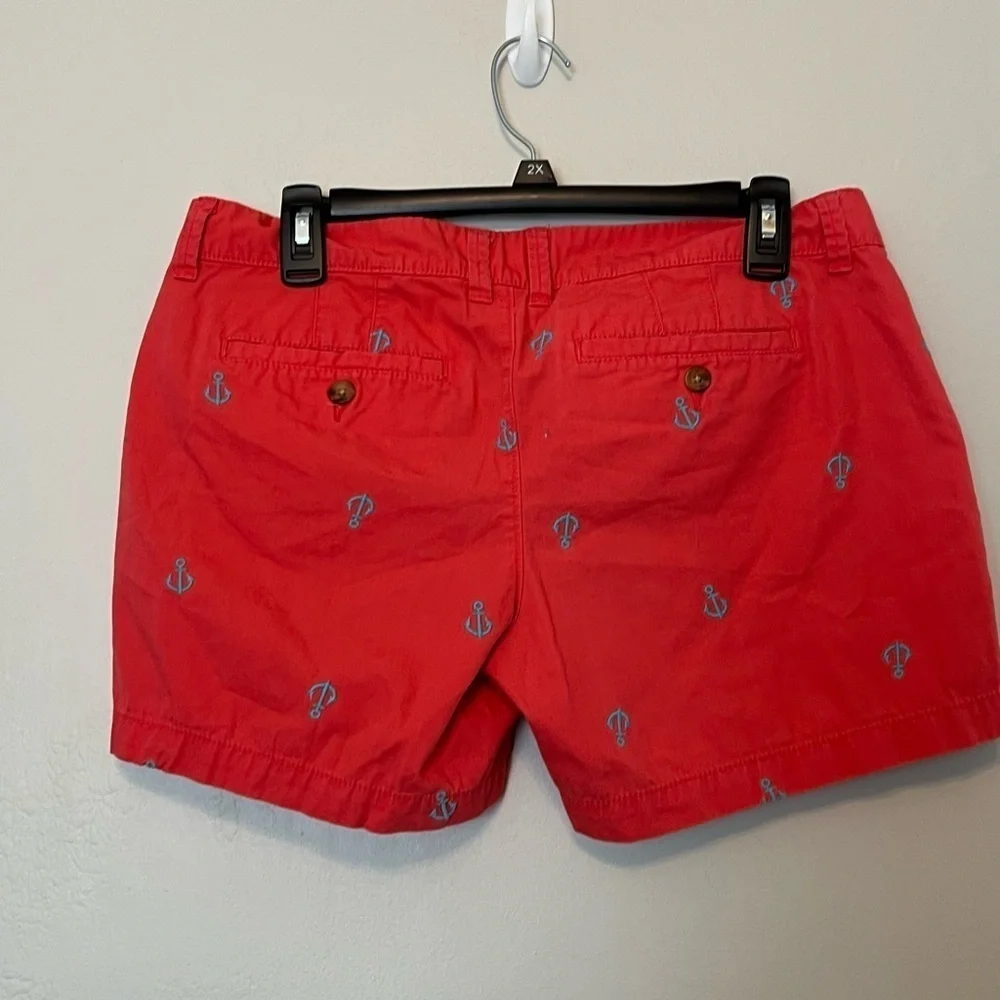 Old Navy‎ Anchor⚓️ Embroidered Shorts Coral & Blue Cotton Chino Size 6